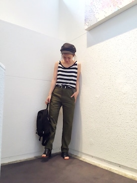 「アイテム（キャスケット）」を使った、ERINA  TAMOTSUさん（レディース・153cm）の春コーディネート