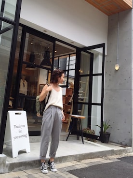 「TODAYFUL（トゥデイフル）のアイテム（バックパック/リュック）」を使った、ERINA  TAMOTSUさん（レディース・153cm）の夏コーディネート