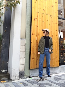 「アイテム（ミリタリージャケット）」を使った、ERINA  TAMOTSUさん（レディース・153cm）の冬コーディネート