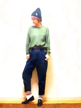 「マムジーンズ」｜わわわさん（レディース・158cm）の冬コーディネート