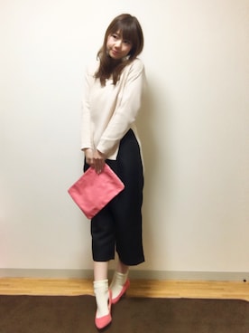 「ピンクニット」｜わわわさん（レディース・158cm）の冬コーディネート