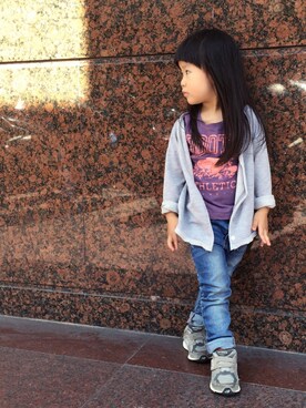 「roots（ルーツ）のアイテム（Tシャツ/カットソー）」を使った、ch yuさん（キッズ・90cm）の夏コーディネート