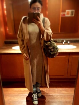 「同色コーデ」｜「アイテム（その他アウター）」を使った、chiiさん（レディース・167cm）の冬コーディネート