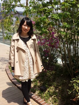 「AS KNOW AS PINKY（アズノゥアズピンキー）のアイテム（トレンチコート）」を使った、takopuさん（レディース・148cm）の春コーディネート