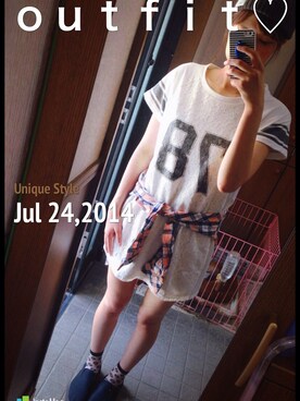 「SEVENDAYS=SUNDAY（セブンデイズサンデイ）のアイテム（ワンピース、ホワイト系）」を使った、まる○さん（レディース・168cm）の夏コーディネート