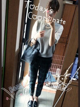 「UNIQLO（ユニクロ）のアイテム（その他パンツ、グリーン系）」を使った、まる○さん（レディース・168cm）の秋コーディネート