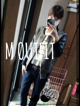 「w closet（ダブルクローゼット）のアイテム（ブルゾン、ブラック系）」を使った、まる○さん（レディース・168cm）の冬コーディネート