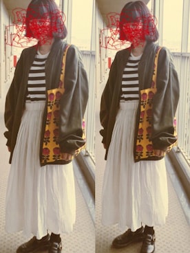 「アイテム（トートバッグ、オレンジ系）」を使った、momokoさん（レディース・157cm）の夏コーディネート