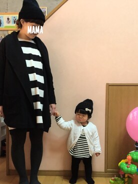 「しまむら（シマムラ）のアイテム（チュニック）」を使った、m3mamaさん（キッズ・90cm）の春コーディネート