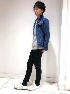 デニムジャケットを使った 室内コーデ のメンズ人気ファッションコーディネート Wear