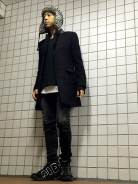 「DOWBL（ダブル）のアイテム（ニット/セーター）」を使った、ともじさん（メンズ・177cm）の冬コーディネート