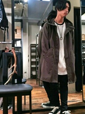 「GGD（ジージーディー）のアイテム（モッズコート）」を使った、GGD町田店さん（メンズ・172cm）の秋コーディネート