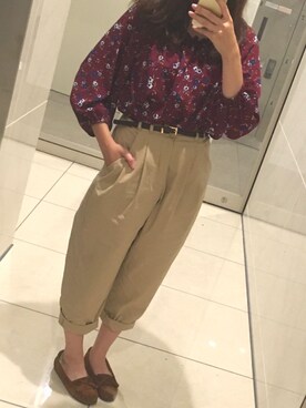 「Honeys（ハニーズ）のアイテム（モカシン/デッキシューズ）」を使った、rocoさん（レディース・154cm）の秋コーディネート