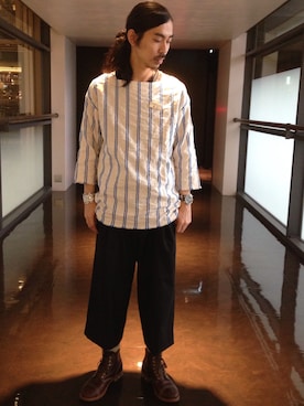 「KICS DOCUMENT.（キクス ドキュメント）のアイテム（トップス）」を使った、TAKUMA FUJIMOTO さん（メンズ・175cm）の夏コーディネート