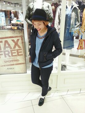 「ビジュー」｜「アイテム（ブルゾン）」を使った、imaiさん（レディース・157cm）の冬コーディネート