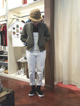 「バンダナ」｜「アイテム（MA-1）」を使った、imaiさん（レディース・157cm）の春コーディネート
