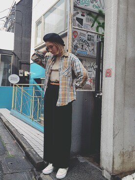 「アイテム（ポロシャツ）」を使った、sakuraさん（レディース・166cm）の冬コーディネート