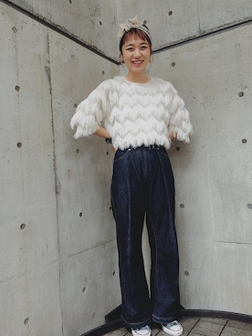 「アイテム（ストール/ショール）」を使った、sakuraさん（レディース・166cm）の春コーディネート