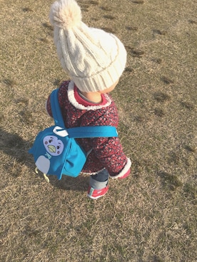 「HAKKA（ハッカ）のアイテム（帽子）」を使った、emさん（キッズ・70cm）の冬コーディネート