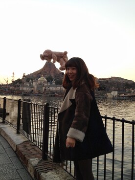 「アイテム（ムートンコート）」を使った、いるかさん（レディース・154cm・20代）の冬コーディネート