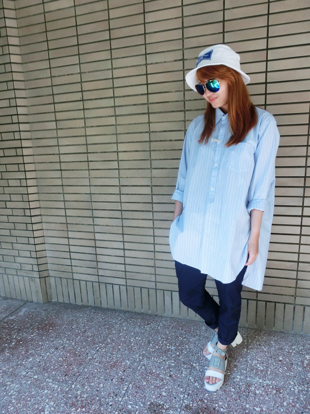 「korea、girl、VOTEMAKENEWCLOTHES、oversize、plain-me」｜「plain-meの中摺九分Easy Pants（その他パンツ、グリーン系）」を使った、plain-me_tnさん（レディース・164cm）の秋コーディネートの1枚目の写真