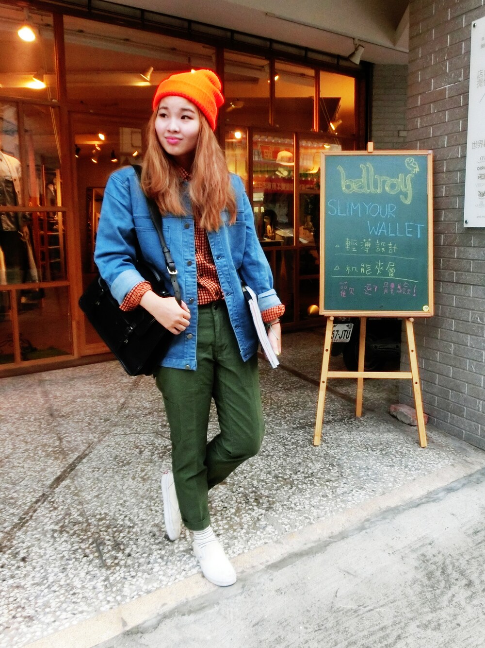 「vintage、Americana 、girly  style 、plain-me」｜「plain meの水洗單寧Coach Jacket（デニムジャケット、ブルー系）」を使った、plain-me_tnさん（レディース・164cm）の秋コーディネートの1枚目の写真