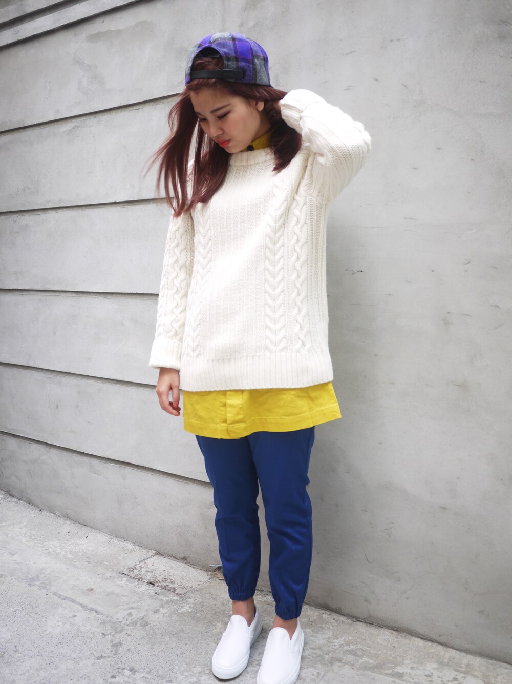 「girl、plain-me、Tainan、audience」｜「plain-meの麻花織紋圓領毛衣（その他トップス、グレー系）」を使った、plain-me_tnさん（レディース・164cm）の冬コーディネートの1枚目の写真