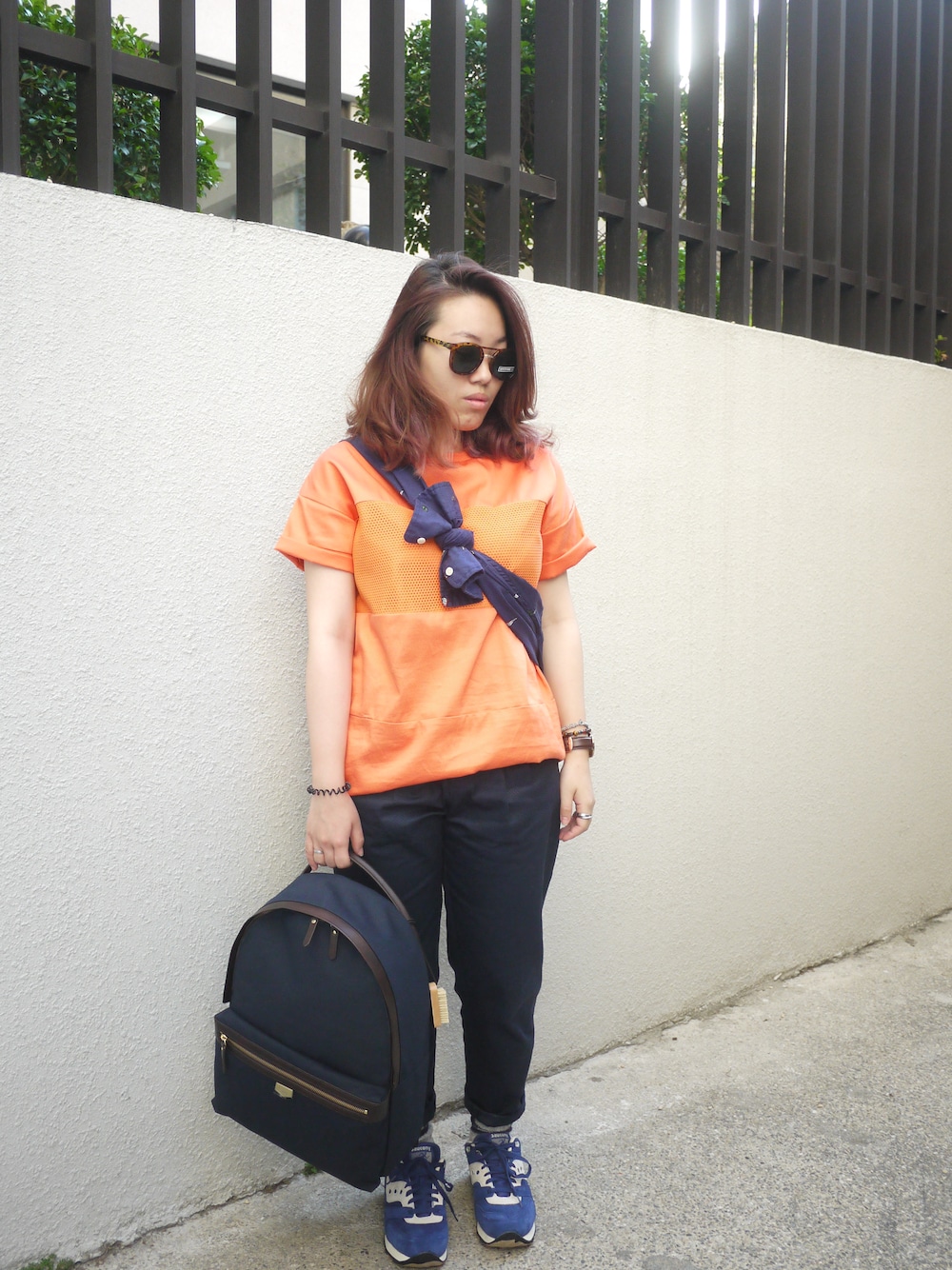 「saucony、plain-me」｜「plain-meの網眼拼接鬆身剪裁短T（その他、その他）」を使った、plain-me_tnさん（レディース・154cm）の春コーディネートの1枚目の写真