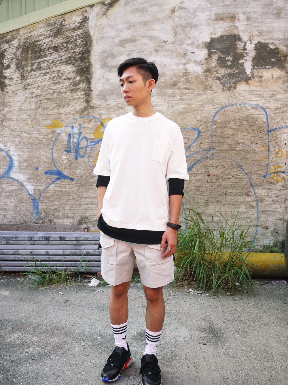「PUMA、plain-me」｜「PUMA × ALIFEのPUMA×ALIFE/プーマ×エーライフ/BlazeOfGlory OG×AL（スニーカー、ブラック系）」を使った、plain-me_tnさん（レディース・164cm）の夏コーディネートの1枚目の写真