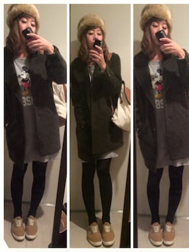 「ワンピース×スニーカー」｜「アイテム（チェスターコート）」を使った、asmさん（レディース・161cm）の秋コーディネート