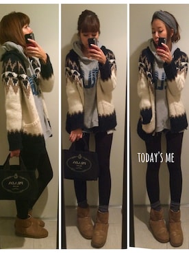 「カウチン」｜asmさん（レディース・161cm）の冬コーディネート
