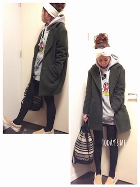 「スウェットワンピース」｜「アイテム（チェスターコート）」を使った、asmさん（レディース・161cm）の冬コーディネート