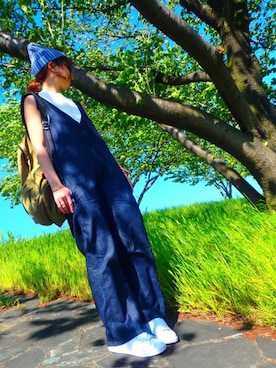「archives（アルシーヴ）のアイテム（ニットキャップ/ビーニー）」を使った、asmさん（レディース・161cm）の春コーディネート