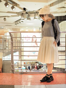 「Casselini（キャセリーニ）のアイテム（ニットキャップ/ビーニー）」を使った、yuuka☺︎さん（レディース・153cm）の秋コーディネート