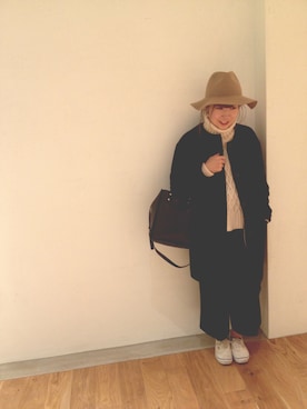 「ADAM ET ROPE'（アダムエロペ）のアイテム（ノーカラージャケット）」を使った、yuuka☺︎さん（レディース・153cm）の秋コーディネート
