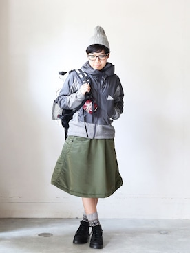 「and wander（アンドワンダー）のアイテム（財布/小物）」を使った、citylightsさん（レディース・154cm）の冬コーディネート