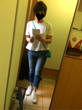 「coca（ANDEX shoes product）（コカ）のアイテム（Tシャツ/カットソー）」を使った、ke1さん（レディース・165cm）の夏コーディネート