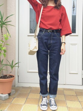 「ワイドシルエット」｜「アイテム（アナログ腕時計）」を使った、花*さん（レディース・160cm）の秋コーディネート