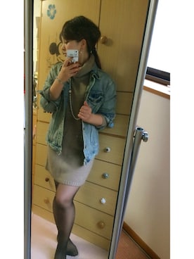 「Ungrid（アングリッド）の 【Casual】ｳﾞｨﾝﾃｰｼﾞGｼﾞｬﾝ （デニムジャケット）」を使った、rie kさん（レディース・155cm）の秋コーディネート