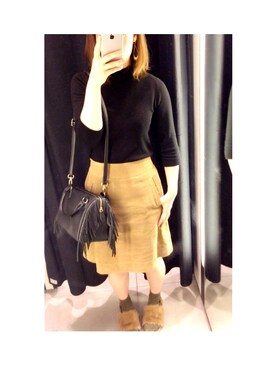 「ZARA（ザラ）のアイテム（ニット/セーター、ブラック系）」を使った、MADOKAさん（レディース・161cm）の秋コーディネート