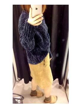 「ZARA（ザラ）のアイテム（ニット/セーター、ブルー系）」を使った、MADOKAさん（レディース・161cm）の秋コーディネート