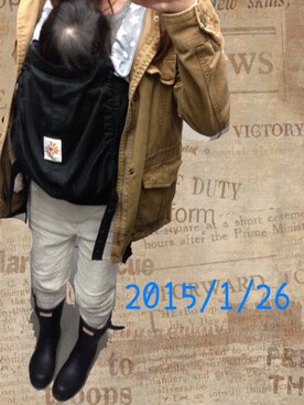 「アイテム（レインシューズ、ブルー系）」を使った、*chibi*さん（レディース・152cm）の冬コーディネート