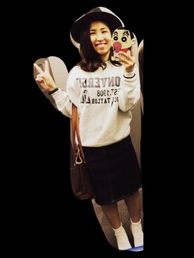 「アイテム（パンプス、ホワイト系）」を使った、A15さん（レディース・155cm）の春コーディネート
