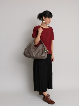 「ワインレッド」｜「アイテム（オールインワン・サロペット）」を使った、☆シルビ☆さん（レディース・168cm）の夏コーディネート