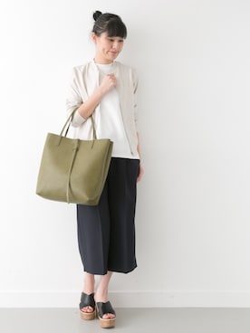 「ウェッジソール」｜「アイテム（ブルゾン）」を使った、☆シルビ☆さん（レディース・168cm）の春コーディネート