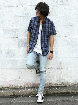 「April77(エイプリルセブンティセブン)のアイテム」を使った、nano・universe men's STAFFさん(メンズ・173cm)の夏コーディネート