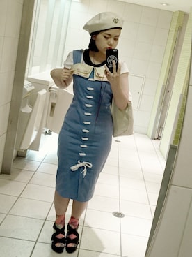 「PAMEO POSE」｜「アイテム（ハンチング/ベレー帽）」を使った、YUINA.Kさん（レディース・155cm）の夏コーディネート