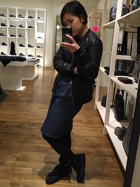 「黒髪ショート」｜「アイテム（ジャケット/アウター）」を使った、YUINA.Kさん（レディース・154cm）の秋コーディネート