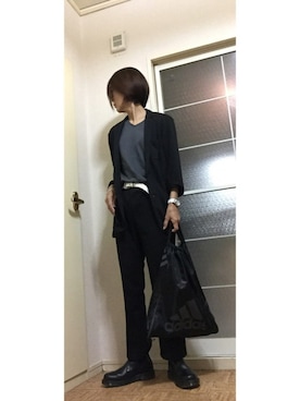 「GU（ジーユー）のアイテム（ジャケット/アウター、ブラック系）」を使った、ミイさん（レディース・158cm）の秋コーディネート