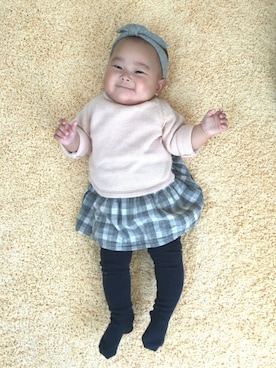 「アイテム（タイツ/ストッキング、ブルー系）」を使った、maihinaさん（キッズ・60cm）の冬コーディネート